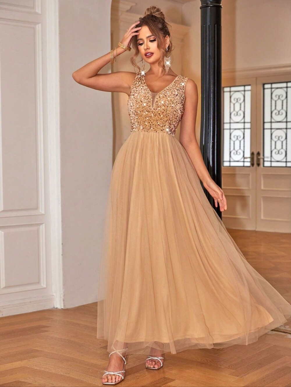 Champagne Glow Sequin Dress